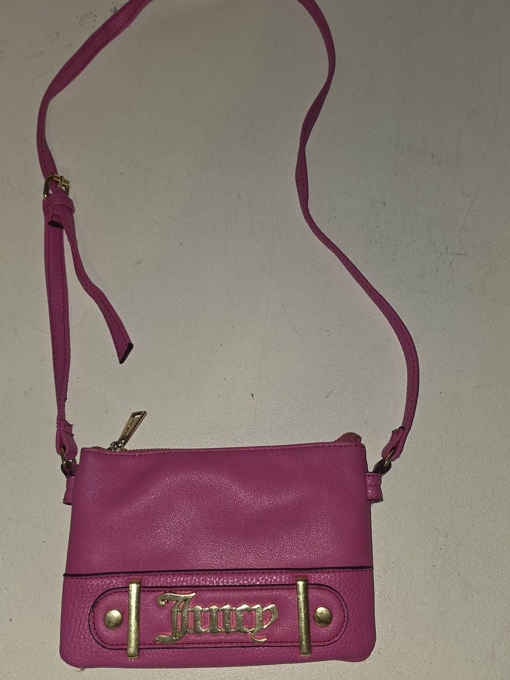 Juicy Couture Hot Pink Leather Crossbody with Gold Logo